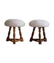 Set_of_2_Oak_Tripod_Stools_in_Danish_Modern,_Seats_in_Shearling_Lambswool,_1950s