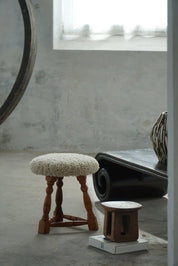 Set_of_2_Oak_Tripod_Stools_in_Danish_Modern,_Seats_in_Shearling_Lambswool,_1950s