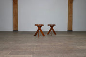 Set_of_2_Pierre_Chapo_S31_Stools_in_Solid_Elm,_France_1974