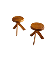 Set_of_2_Pierre_Chapo_S31_Stools_in_Solid_Elm,_France_1974