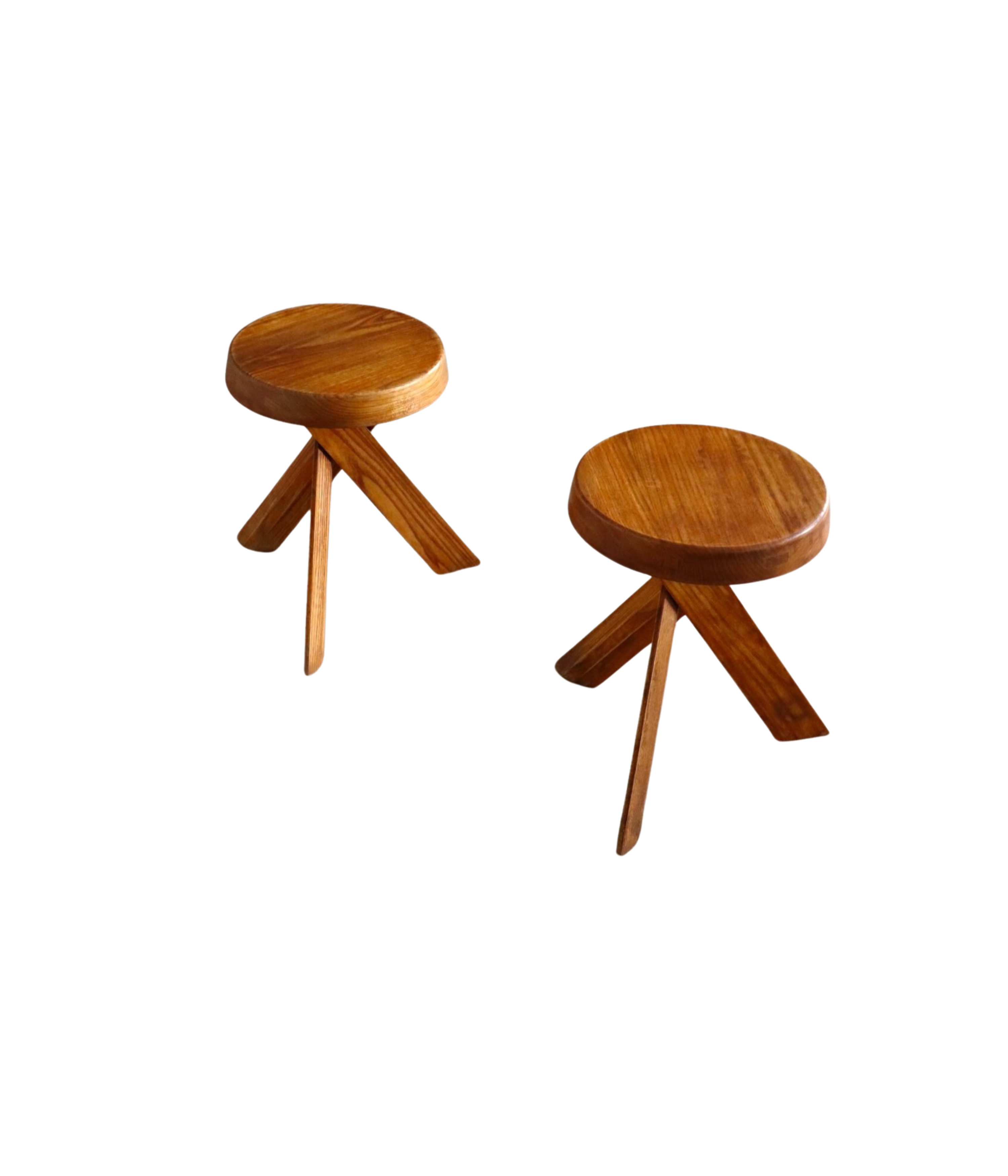 Set_of_2_Pierre_Chapo_S31_Stools_in_Solid_Elm,_France_1974