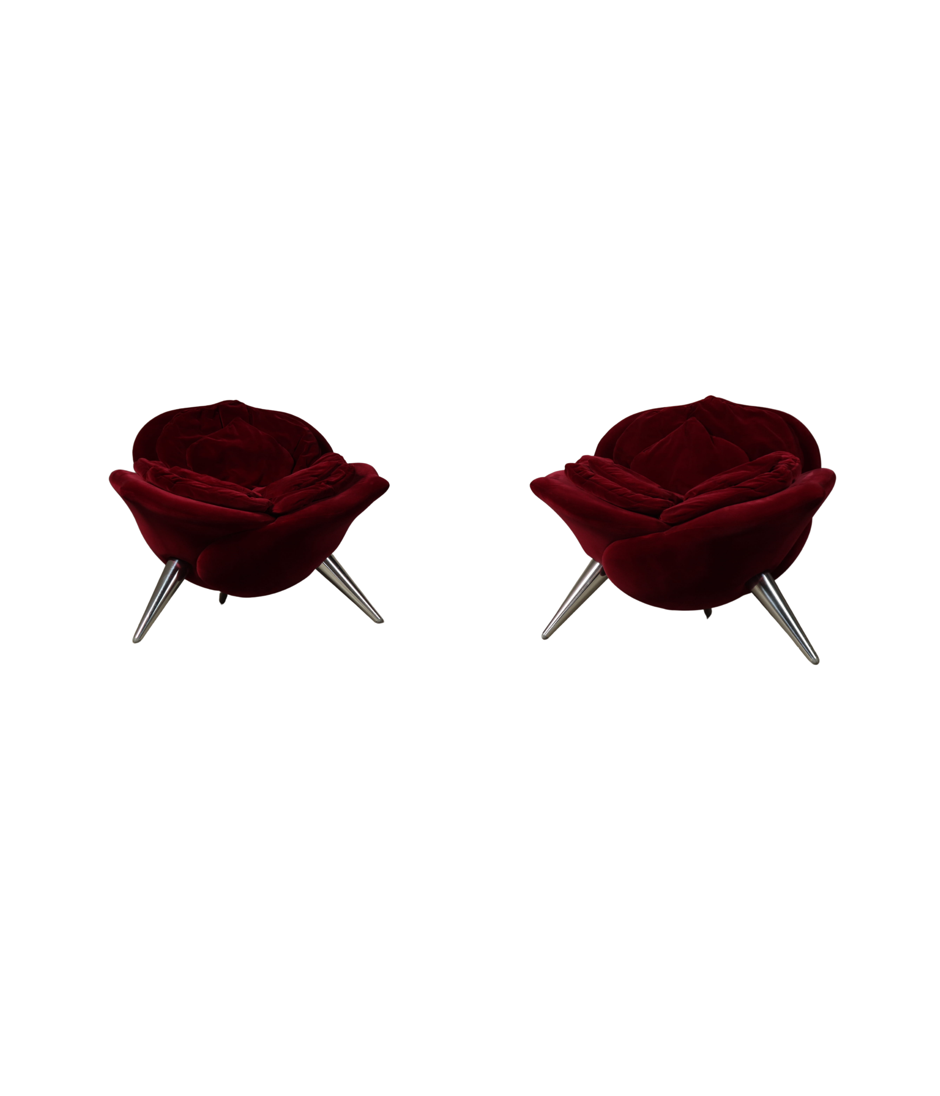 Set_of_2_Rose_Lounge_Chairs_by_Masanori_Umeda_for_Edra_in_Red_Velvet,_Italy_1990