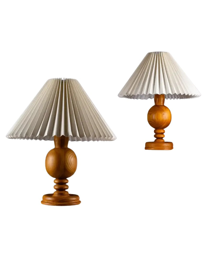 Set_of_2_Scandinavian_Turned_Wood_Table_Lamps_with_Pleated_Shades,_1960s
