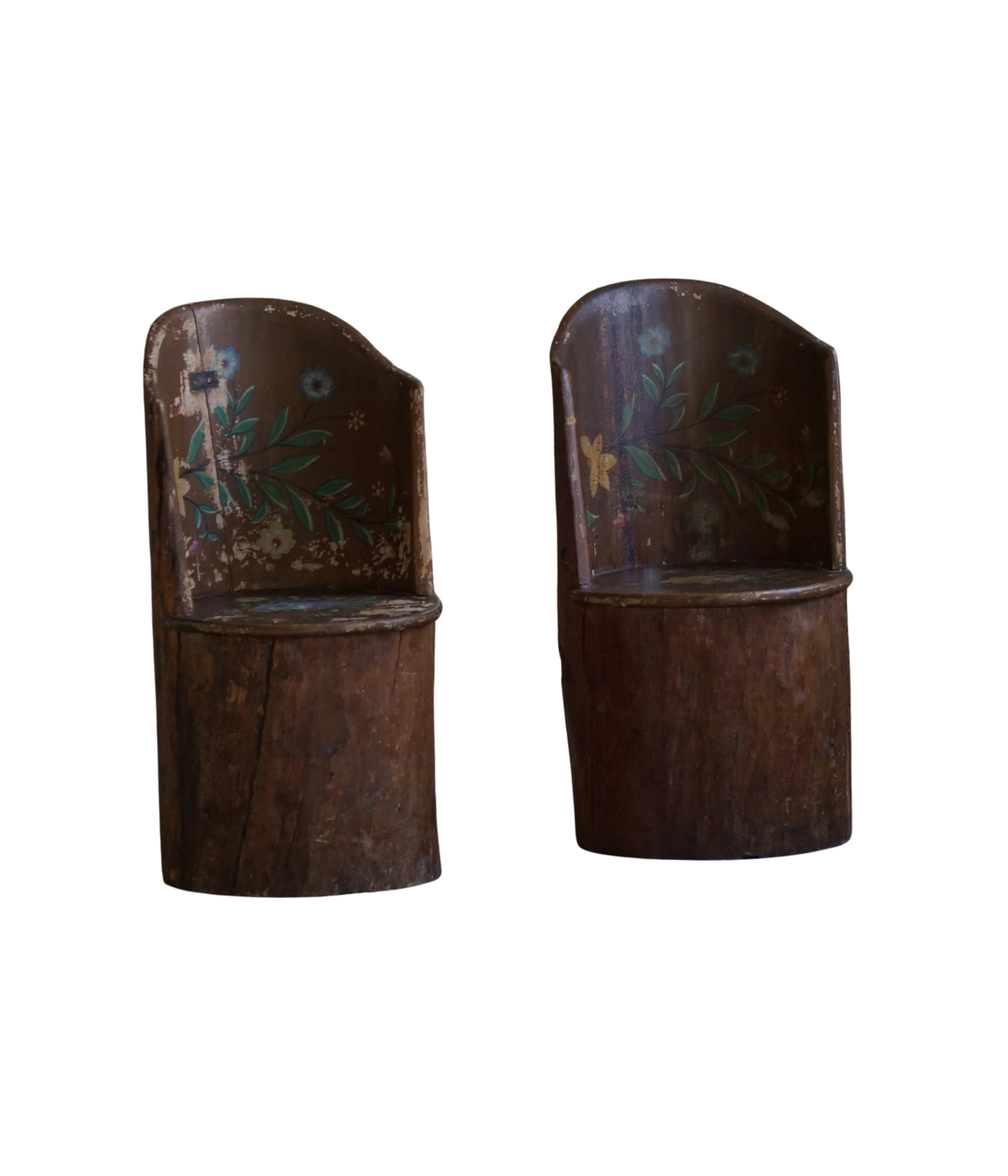 Set_of_2_Swedish_Folk_Art_Stump_Chairs_with_Hand_Painted_Floral_Motifs,_Late_19th_Century