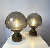 Set_of_2_Italian_Smoked_Seeded_Glass_Table_Lamps_on_Wooden_Base,_1970s