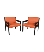 Set_of_2_Vintage_Lounge_Chairs_in_Black_Wood_and_Orange_Vinyl,_1970s–80s