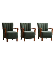 Set_of_3_Armchairs_in_Oak,_Reupholstered_in_Green_Mohair,_Danish_Art_Deco,_1930s
