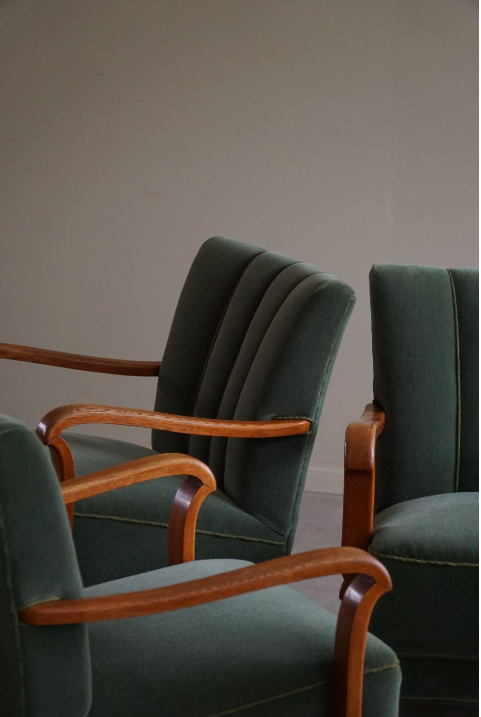 Set_of_3_Armchairs_in_Oak,_Reupholstered_in_Green_Mohair,_Danish_Art_Deco,_1930s