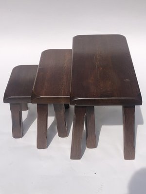 Set_of_3_Brutalist_Oak_Nesting_Tables,_Mid_Century_Modern,_1970s,_Netherlands