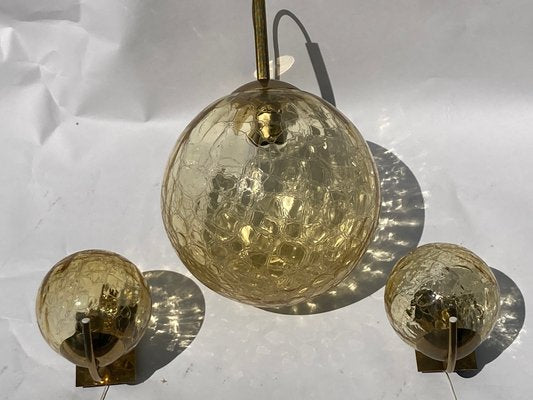 Set_of_3_Frosted_Glass_Ceiling_Lamp_and_Wall_Sconces_by_Doria_Leuchten,_1970s,_Germany