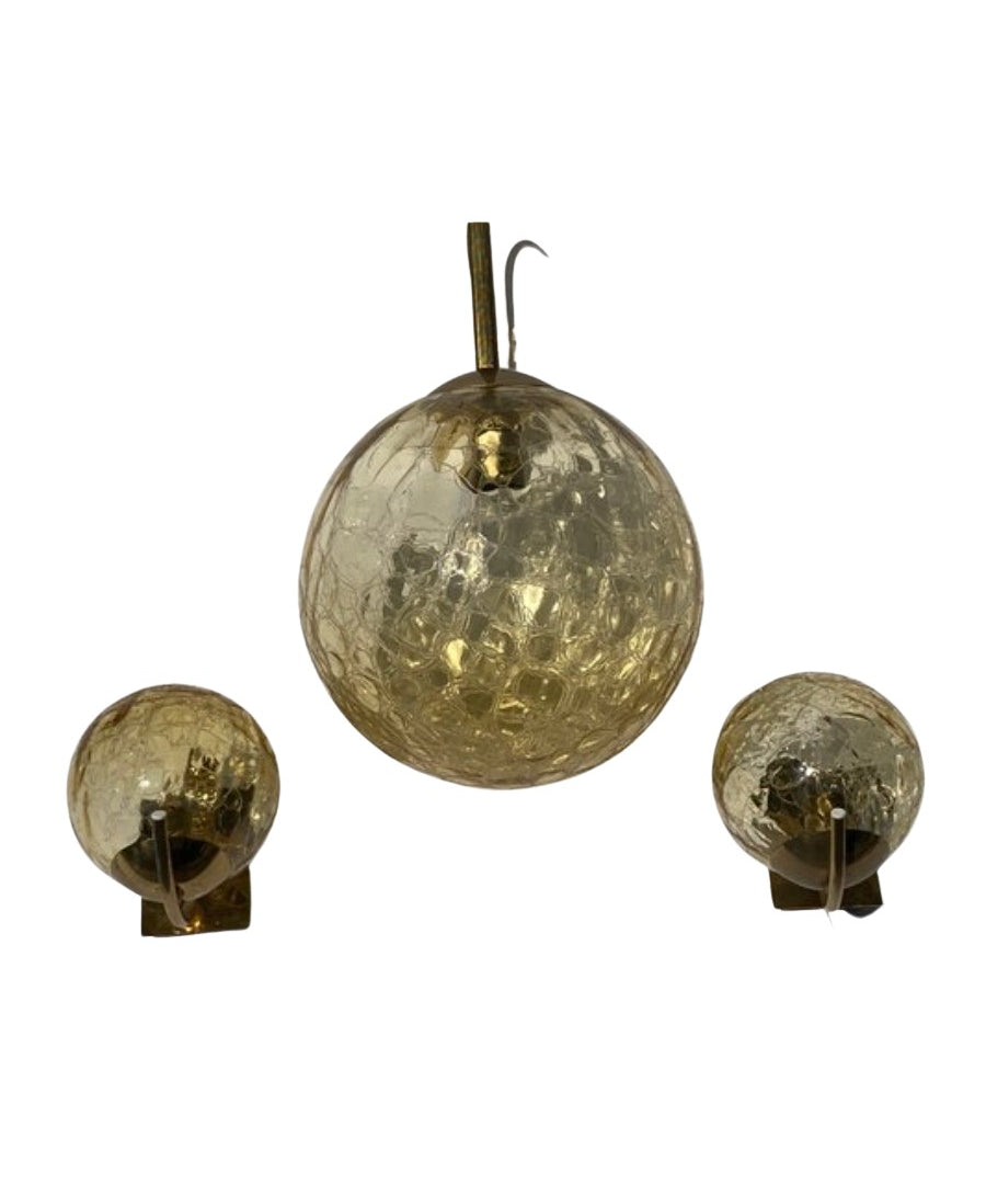 Set_of_3_Frosted_Glass_Ceiling_Lamp_and_Wall_Sconces_by_Doria_Leuchten,_1970s,_Germany