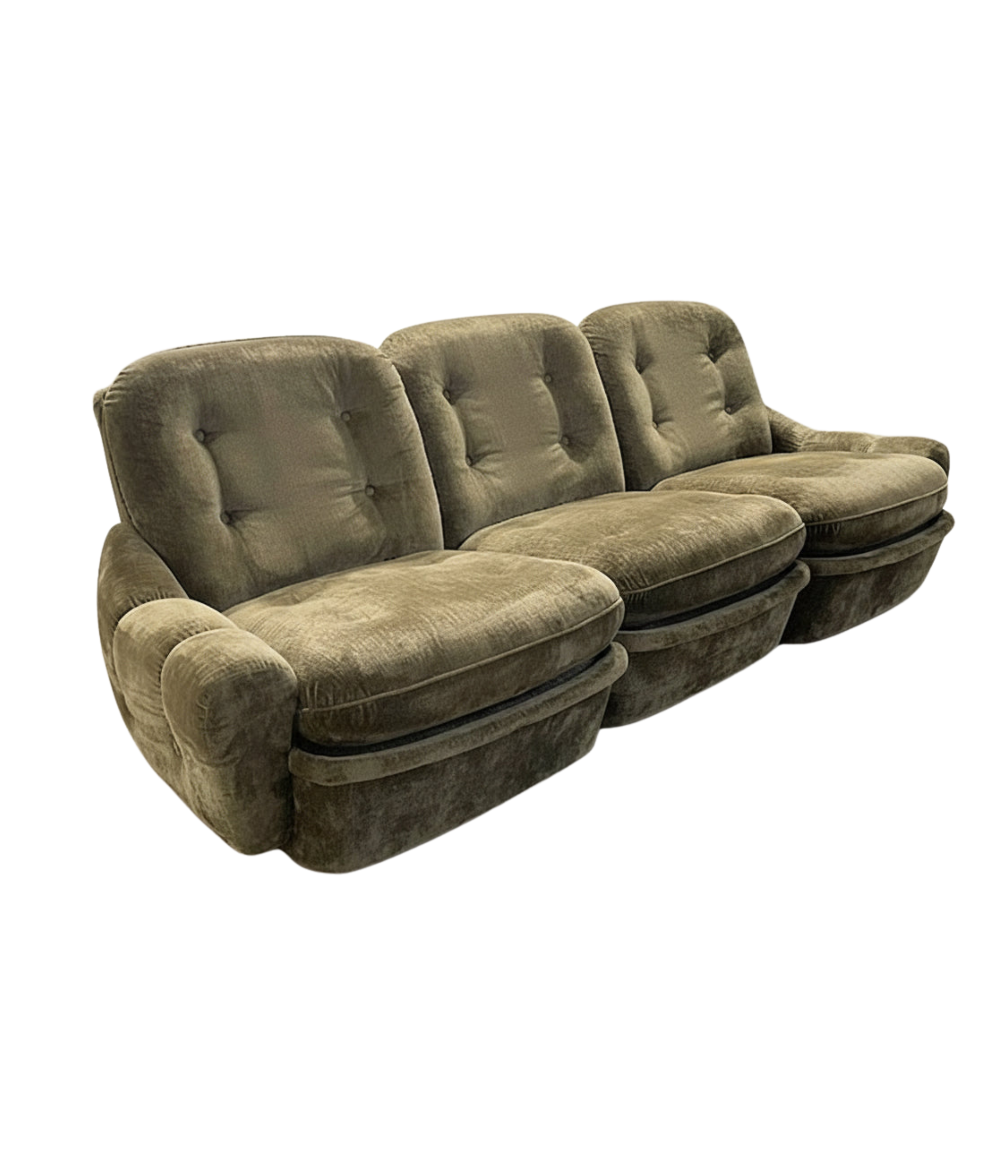 Set_of_3_Orchidée_Modular_Lounge_Chairs_by_Michel_Cadestin_for_Airborne,_Olive-Green_Velvet,_France,_1970s