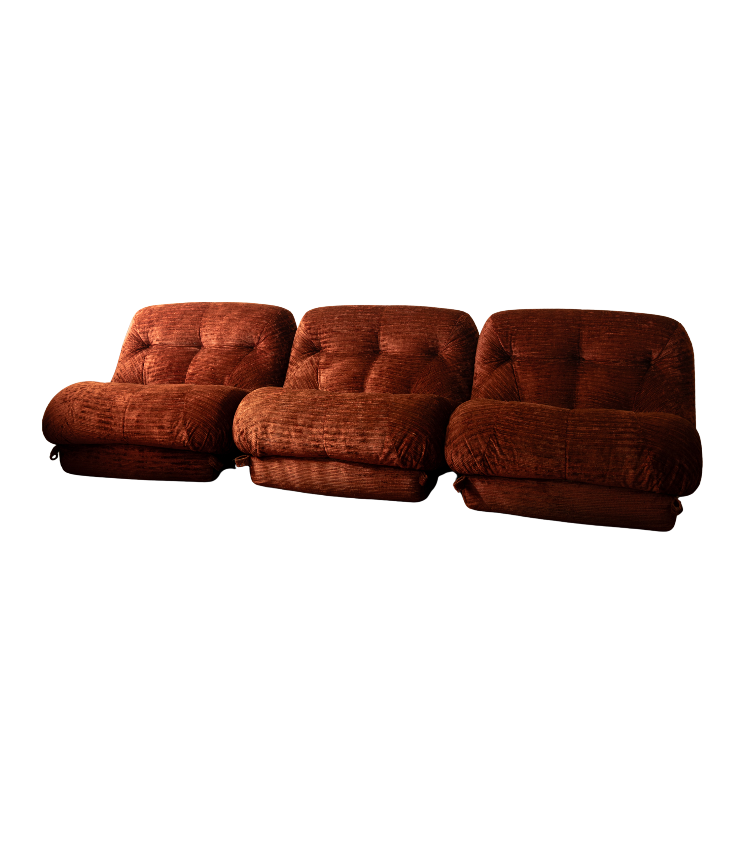 Set_of_3_Rino_Maturi_Nuvolone_Modular_Sofa_for_Mimo_Padova_in_Rust_Textured_Upholstery,_Italy,_1970s
