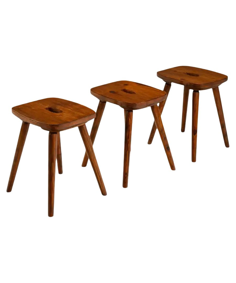 Set_of_3_Stools_in_Stained_Pine,_1960s