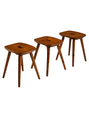 Set_of_3_Stools_in_Stained_Pine,_1960s