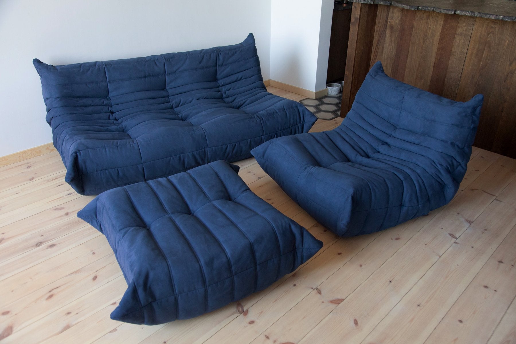 Set_of_3_Togo_Living_Room_Sofas_in_Blue_Microfiber_by_Michel_Ducaroy_for_Ligne_Roset,_1982