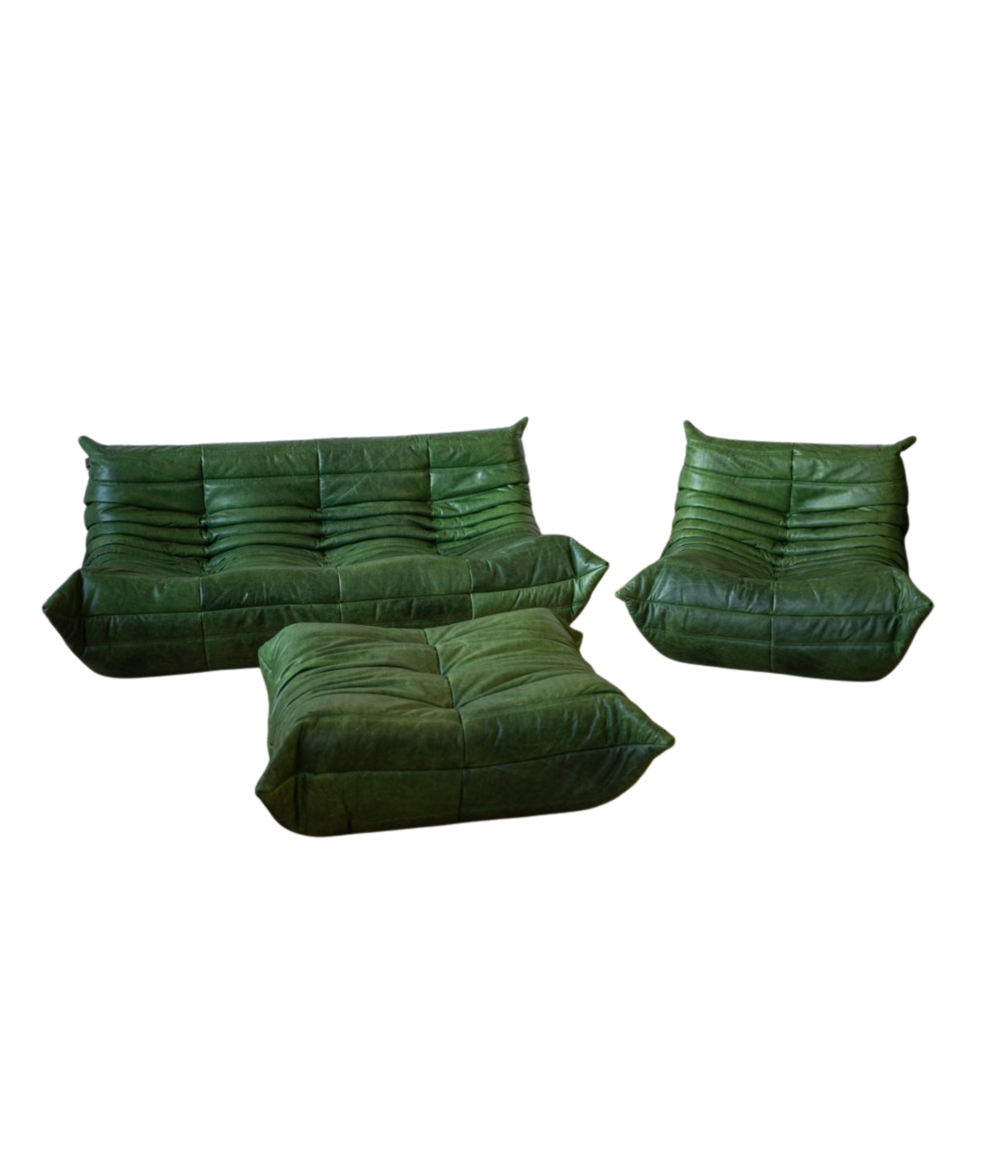 Set_of_3_Togo_Living_Room_Sofas_in_Dubai_Green_Leather_by_Michel_Ducaroy_for_Ligne_Roset,_1983