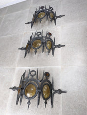 Set_of_3_Wall_sculpture_appliques_in_wrought_iron_and_blown_glass
