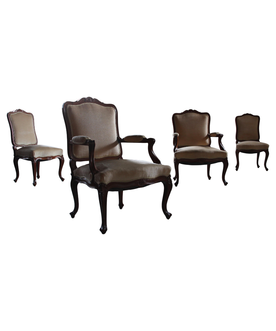 Set_of_4_Antique_Danish_Rococo_Revival_Lounge_Chairs_with_Carved_Wooden_Frames_and_Velvet_Upholstery,_19th_Century