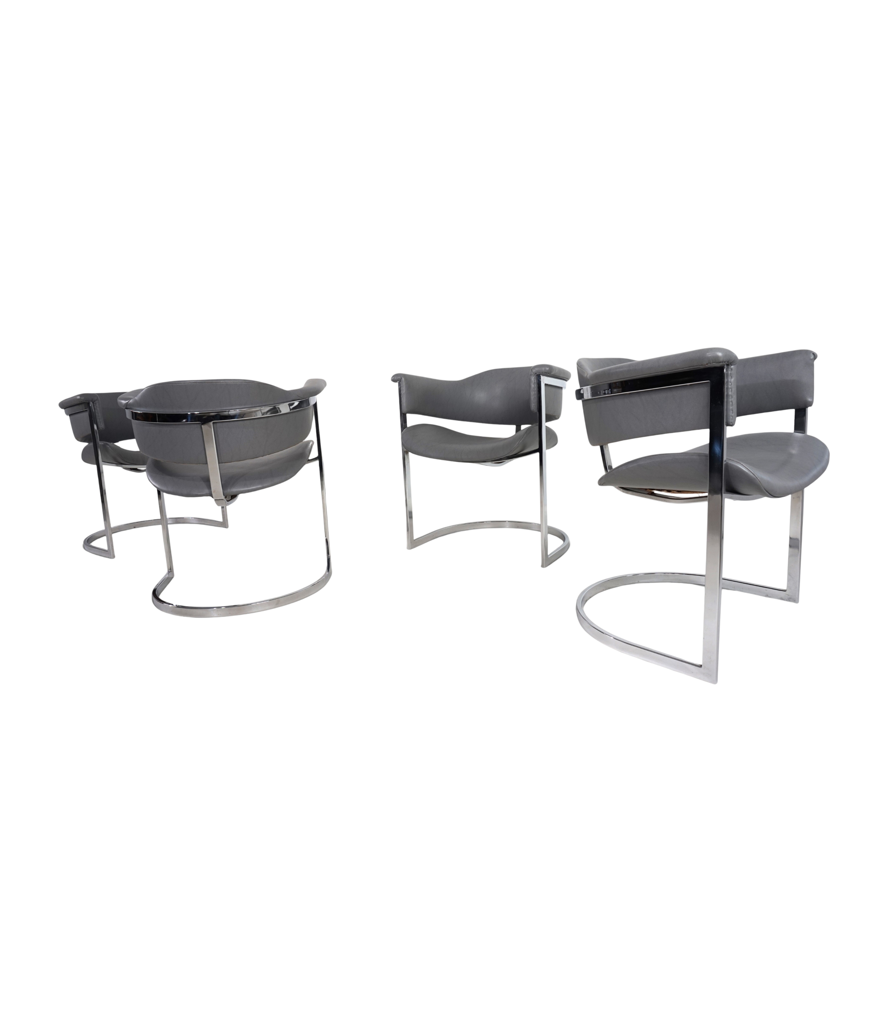Set_of_4_Armchairs_by_Vittorio_Introini_for_Mario_Sabot,_Chrome_and_Grey,_Italy,_1970s