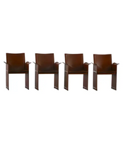 Set_of_4_Armchairs_in_Brown/Red_Leather,_Tito_Agnoli,_Italian_Modern,_1970s