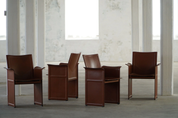 Set_of_4_Armchairs_in_Brown/Red_Leather,_Tito_Agnoli,_Italian_Modern,_1970s