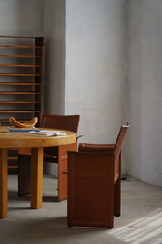 Set_of_4_Armchairs_in_Brown/Red_Leather,_Tito_Agnoli,_Italian_Modern,_1970s