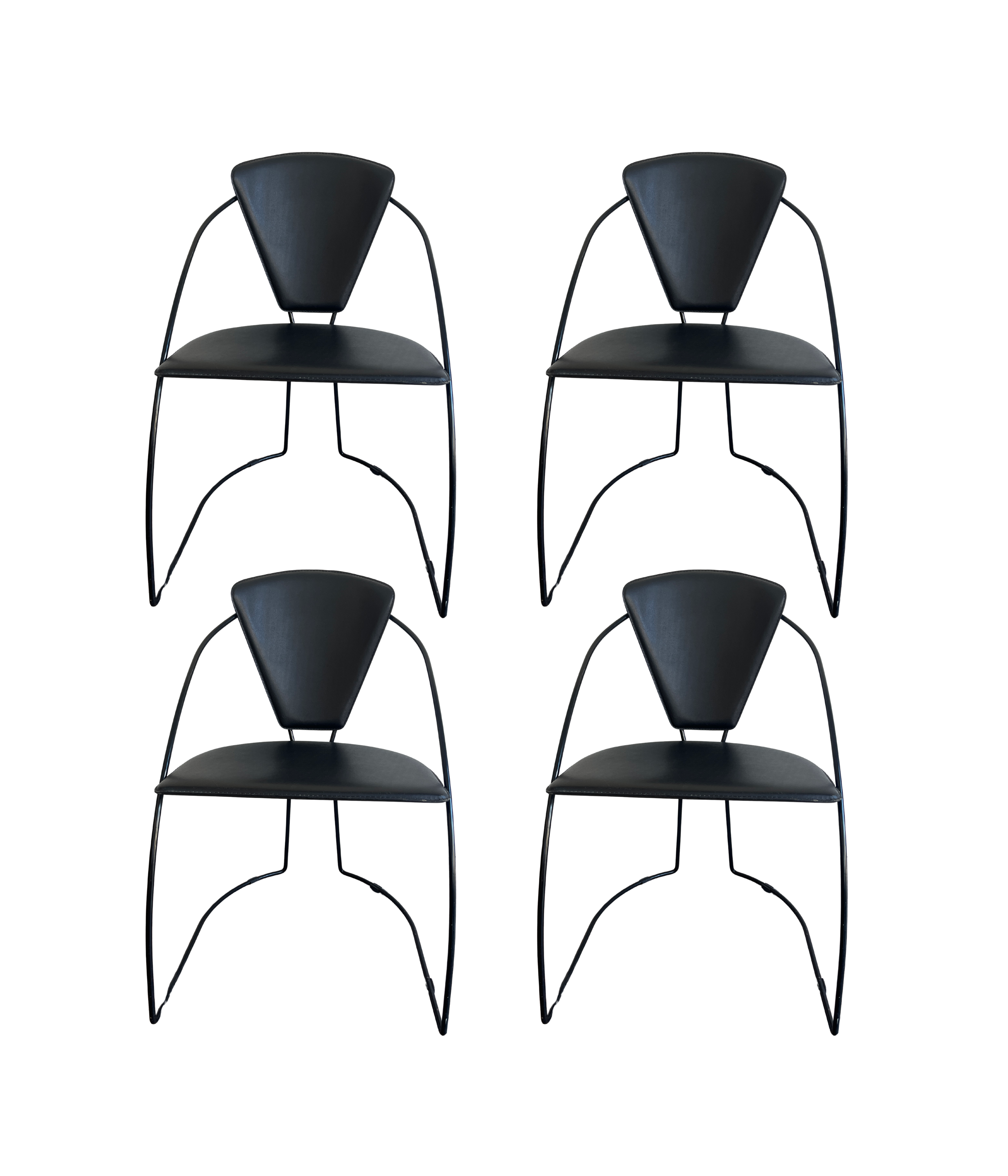 Set_of_4_Arrben_Italian_Dining_Chairs_in_Leather_and_Metal,_1980s