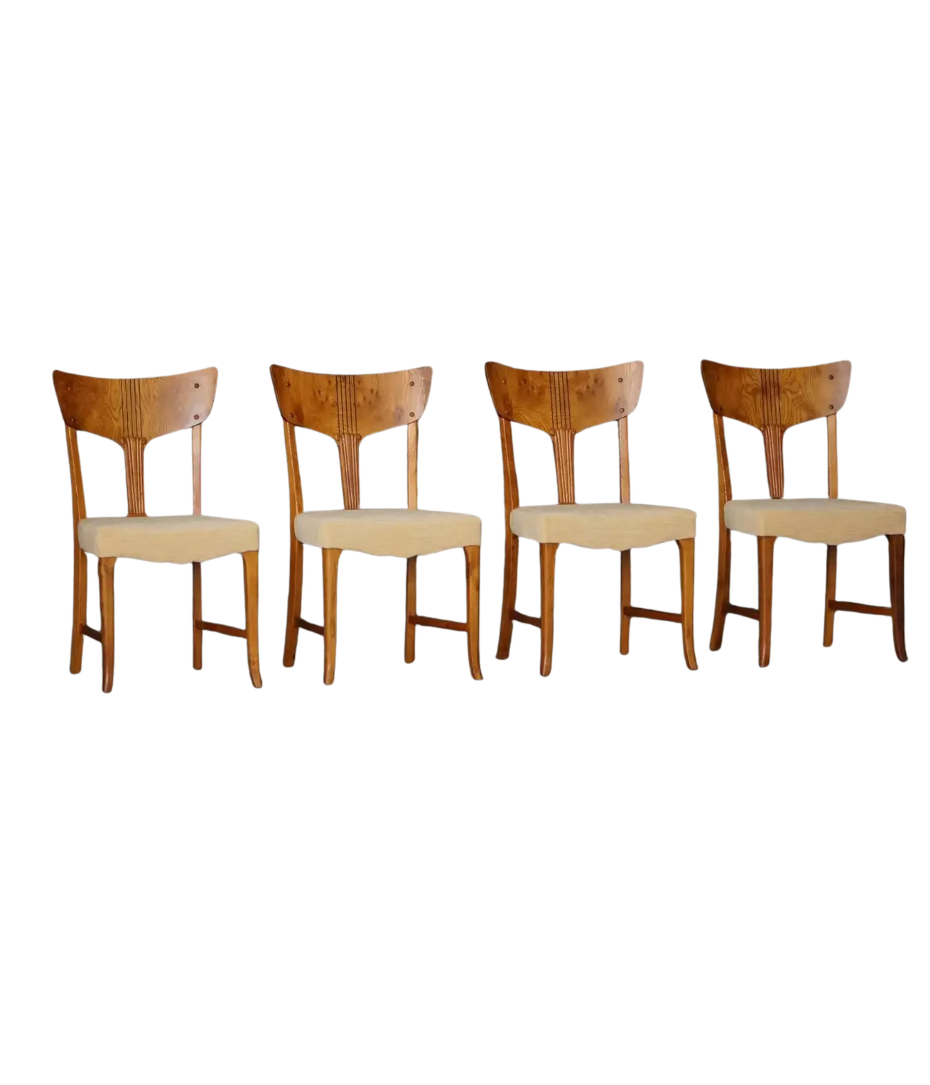 Set_of_4_Art_Nouveau_Dining_Chairs_in_Burl_Wood_and_Velvet