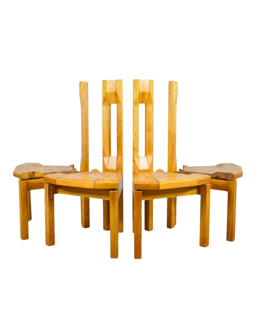 Set_of_4_Brutalist_pine_dining_table_chairs_by_LAUKAAN_PUU,_Finland_1970s