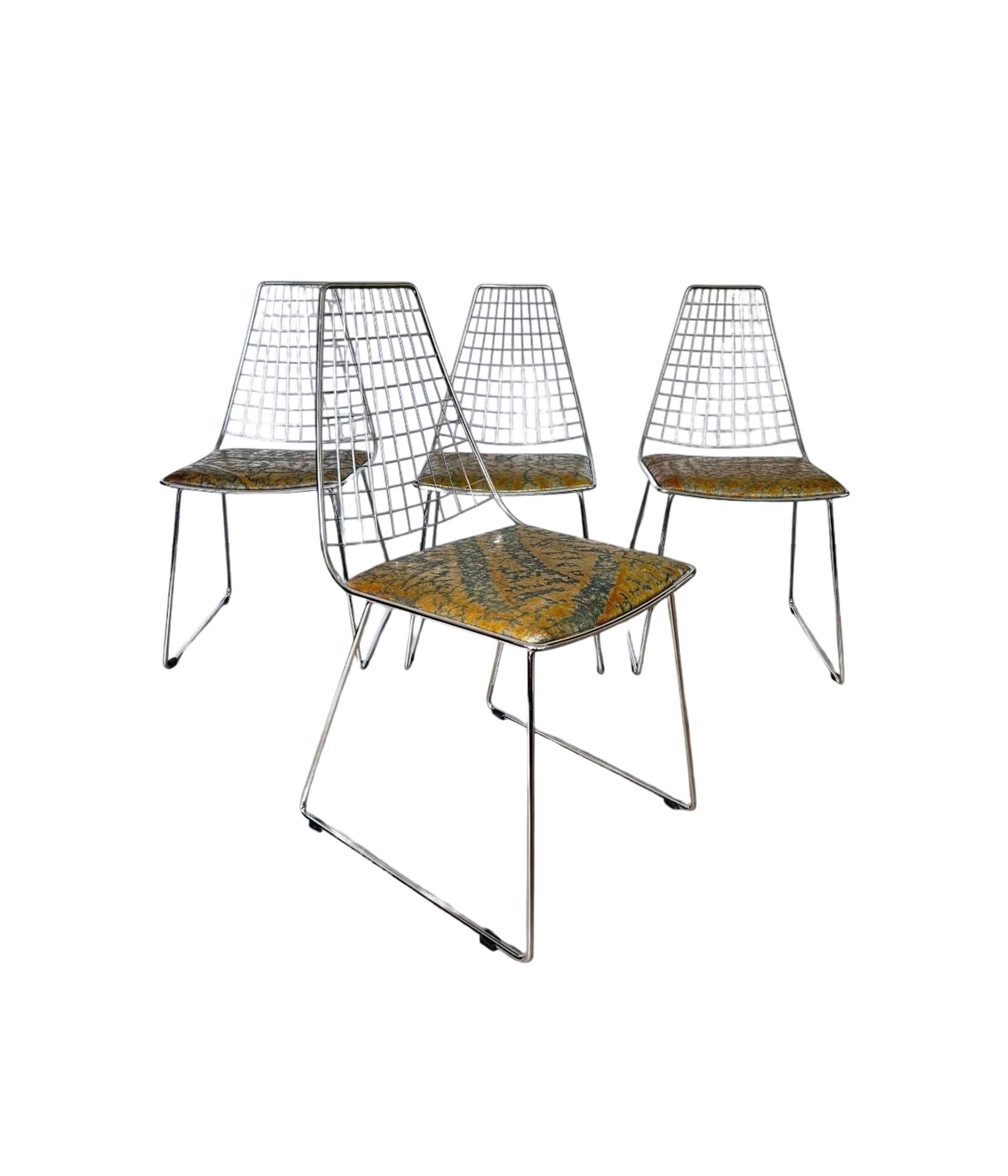 Set_of_4_Chrome_Wire_Dining_Chairs_in_the_Style_of_Harry_Bertoia_with_D'Alessio_Galliano_Leather,_Italy,_1970s