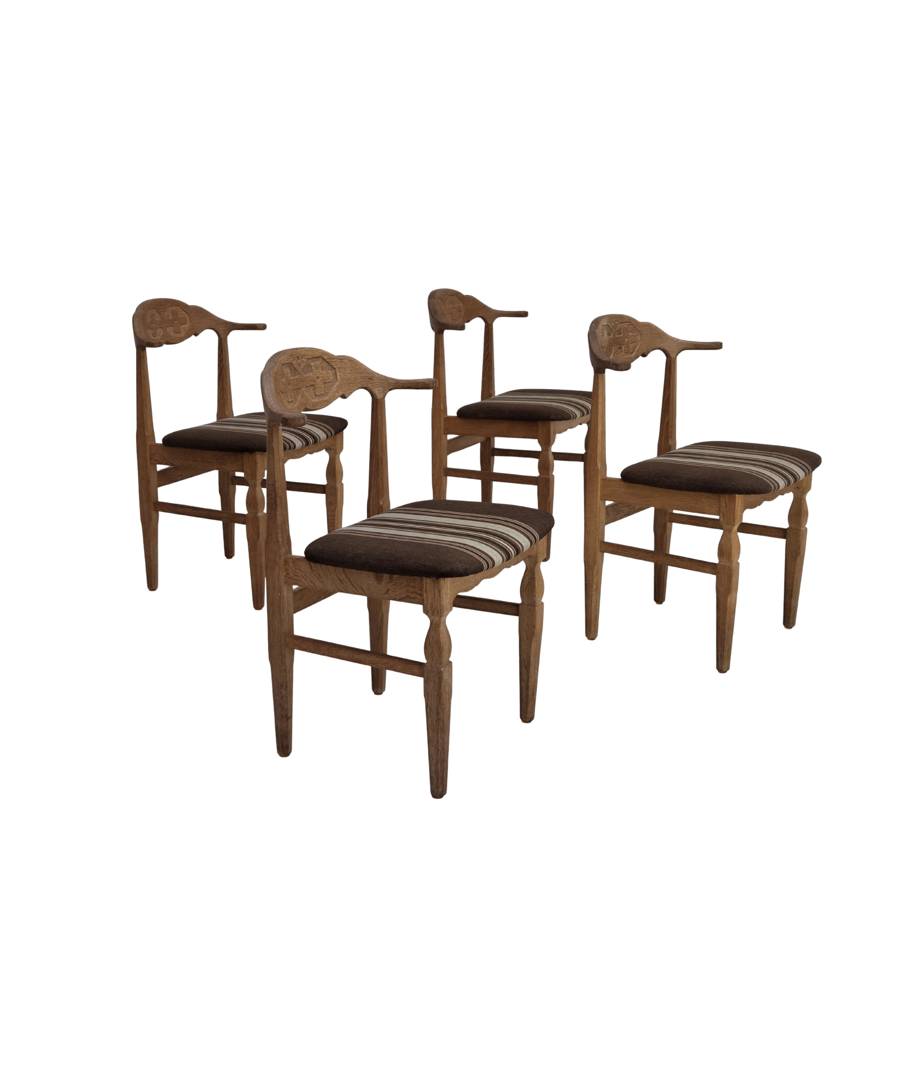 Set_of_4_Danish_Carved_Oak_Dining_Chairs_by_Henning_Kjærnulf_with_Original_Striped_Wool_Upholstery,_1960s