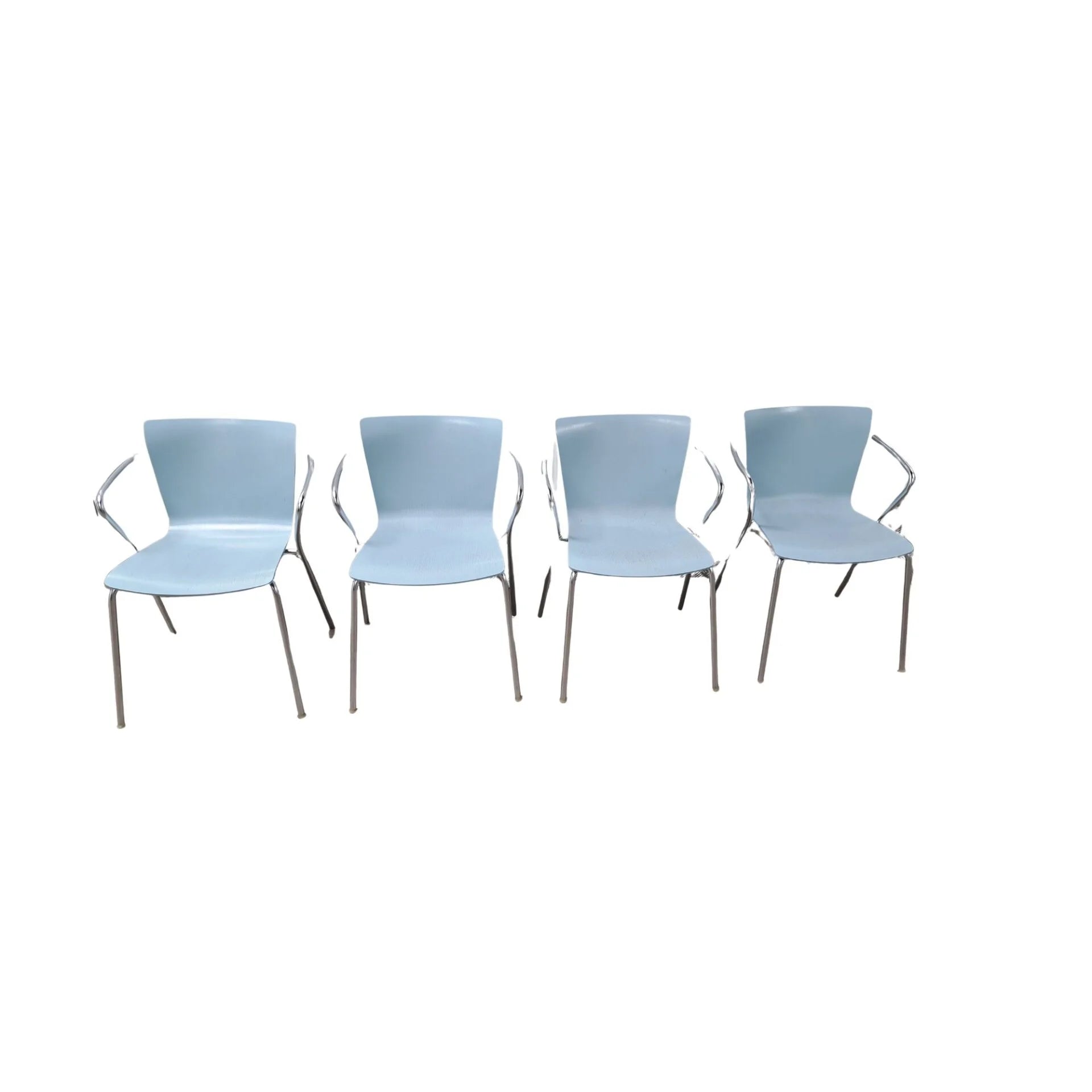 Set_of_4_Fritz_Hansen_Armchair_in_Light_Blue_with_Chrome_Frame