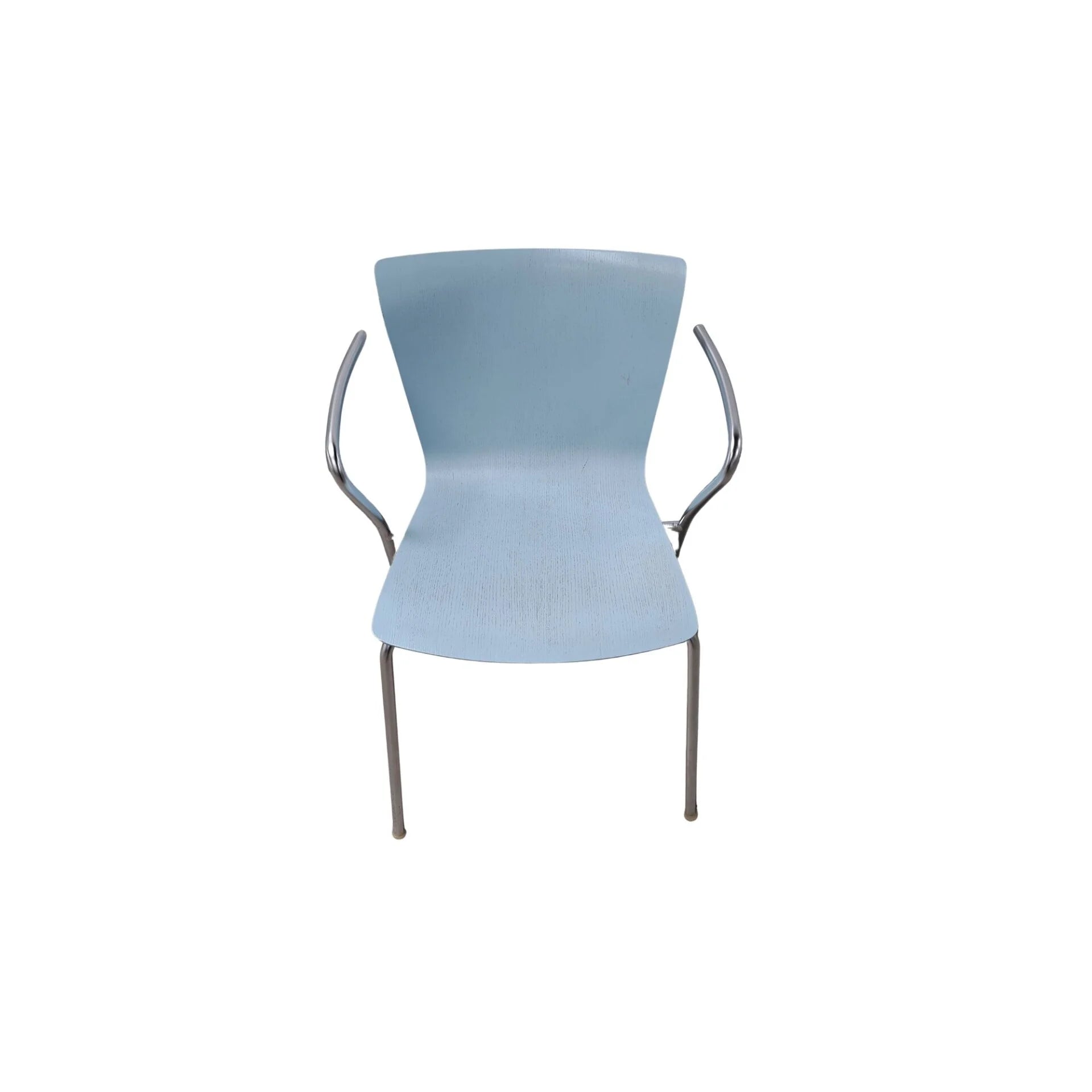 Set_of_4_Fritz_Hansen_Armchair_in_Light_Blue_with_Chrome_Frame