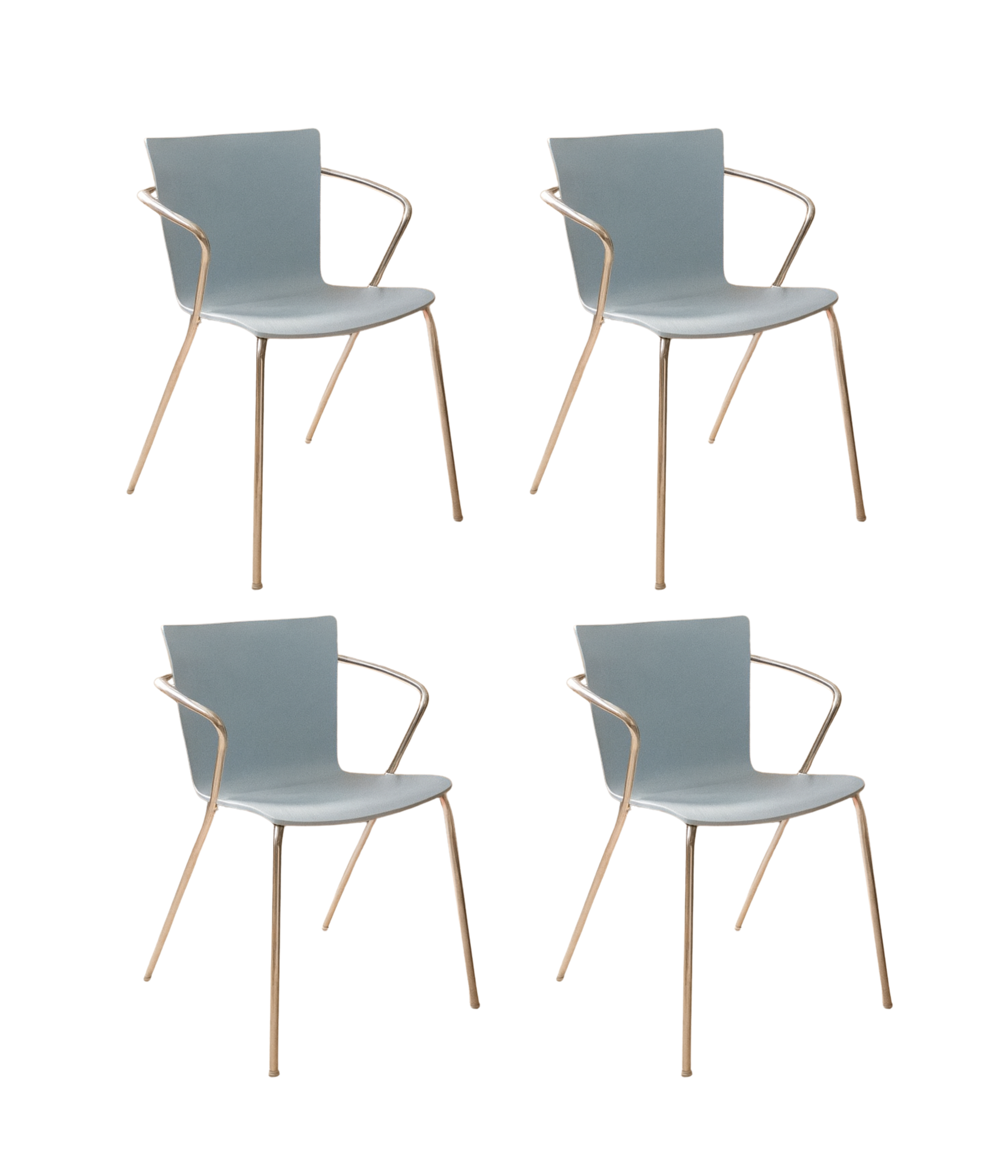 Set_of_4_Fritz_Hansen_Armchair_in_Light_Blue_with_Chrome_Frame