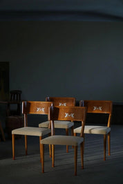Set_of_4_Klismos_Chairs_in_Birch_&_Elm_in_Swedish_Art_Deco,_Griffin_Inlays,_1930s