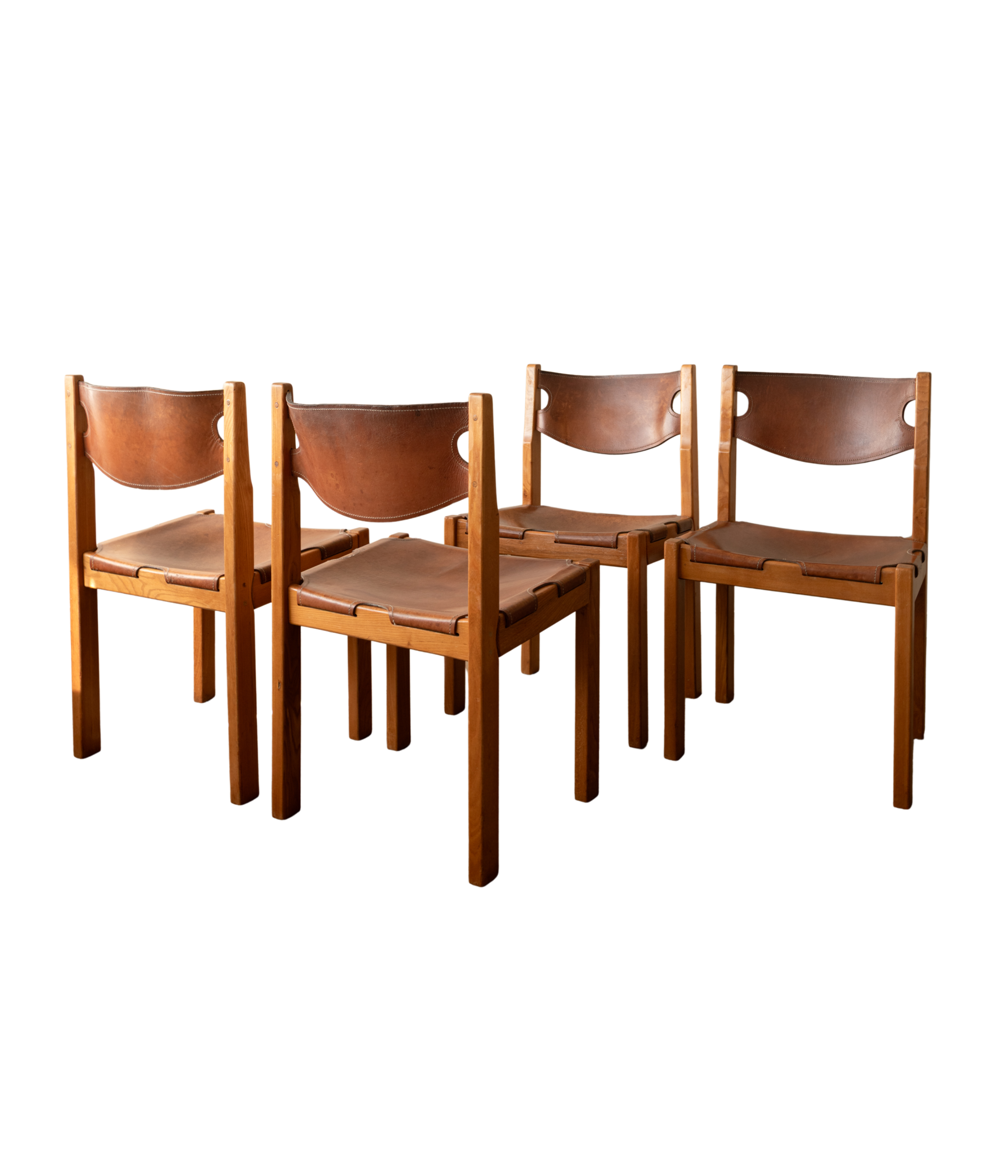 Set_of_4_Maison_Regain_Brutalist_Dining_Chairs_in_Elm_and_Cognac_Leather,_France,_1970s
