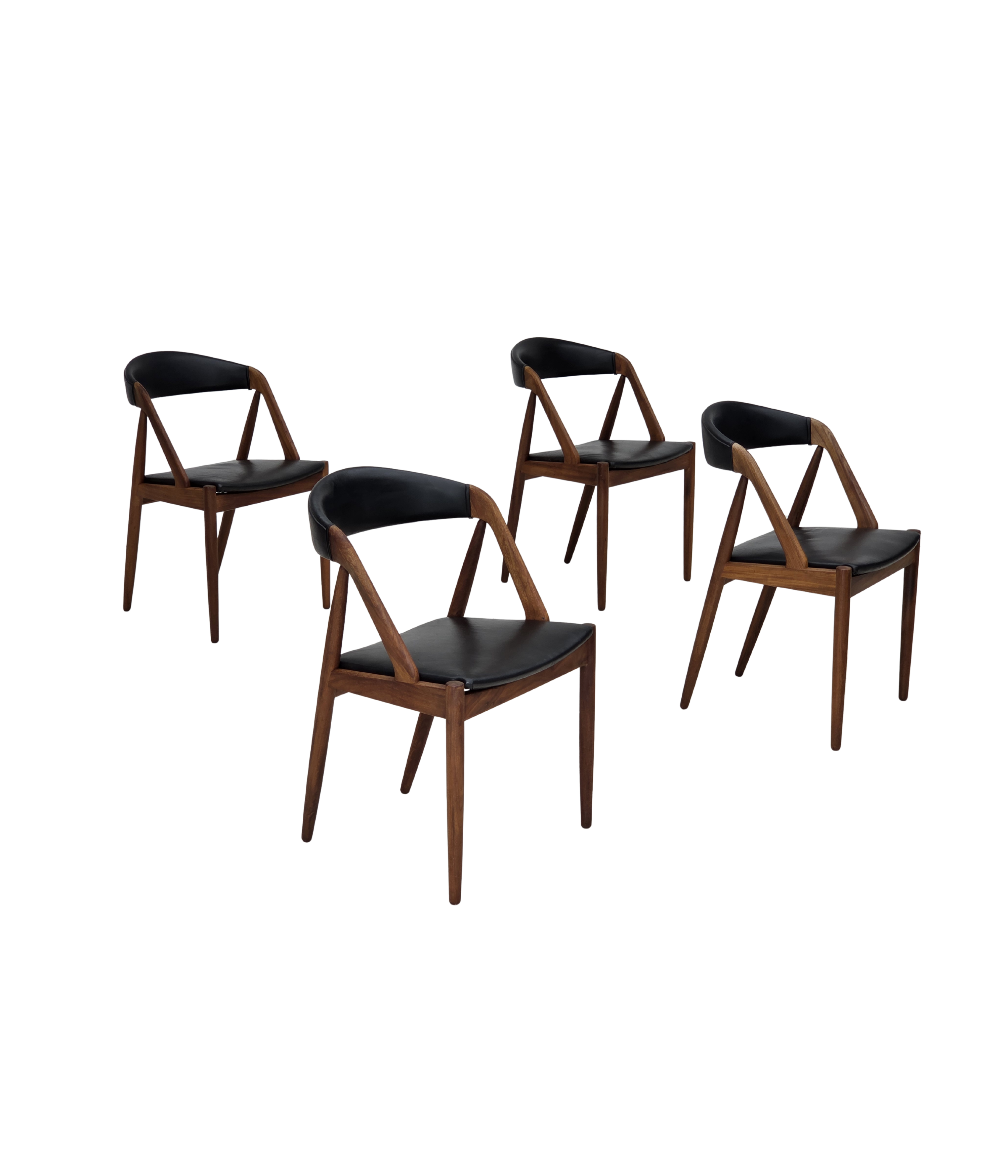 Set_of_4_Model_31_Armchairs_by_Kai_Kristiansen_in_Teak_and_Black_Leather,_Denmark,_1960s