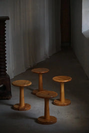 Set_of_4_Rainer_Daumiller_Pine_Stools,_Danish_Organic_Modern_Design