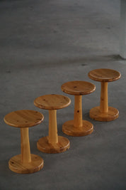 Set_of_4_Rainer_Daumiller_Pine_Stools,_Danish_Organic_Modern_Design