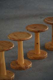 Set_of_4_Rainer_Daumiller_Pine_Stools,_Danish_Organic_Modern_Design