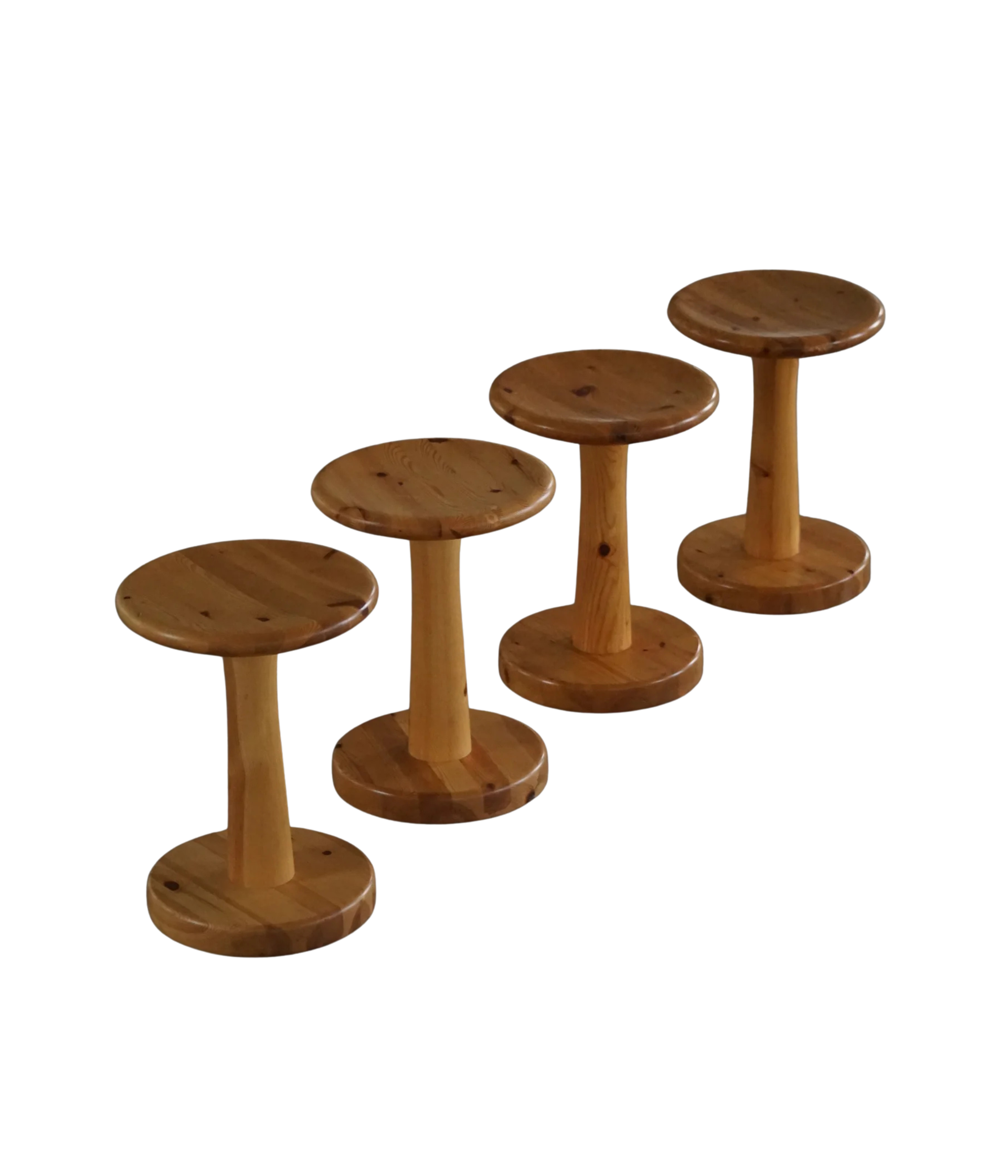 Set_of_4_Rainer_Daumiller_Pine_Stools,_Danish_Organic_Modern_Design