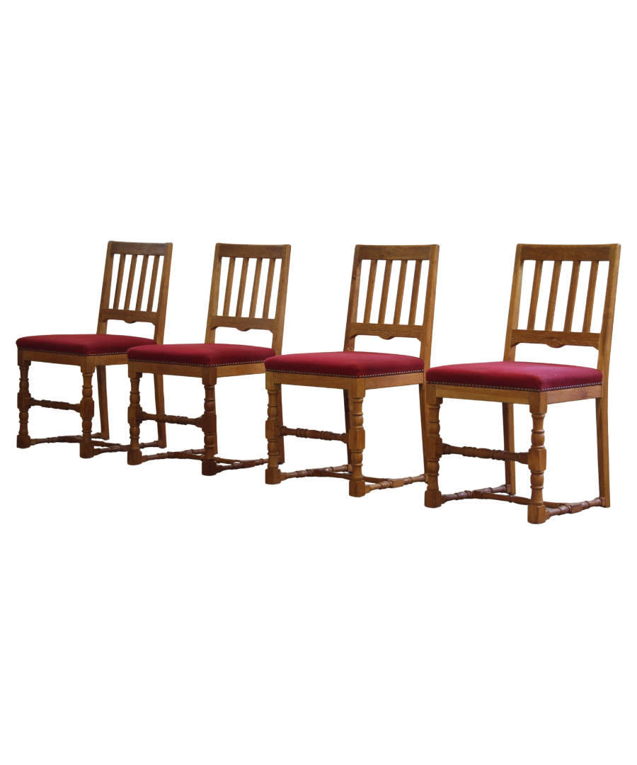 Set_of_4_Rustic_Carved_Oak_Dining_Chairs_with_Upholstered_Seats,_1940s-1950s