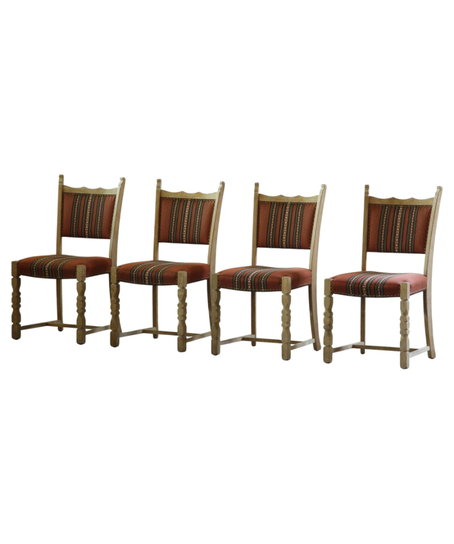 Set_of_4_Scandinavian_Folk_Modern_Oak_Dining_Chairs_with_Patterned_Upholstery,_Vintage