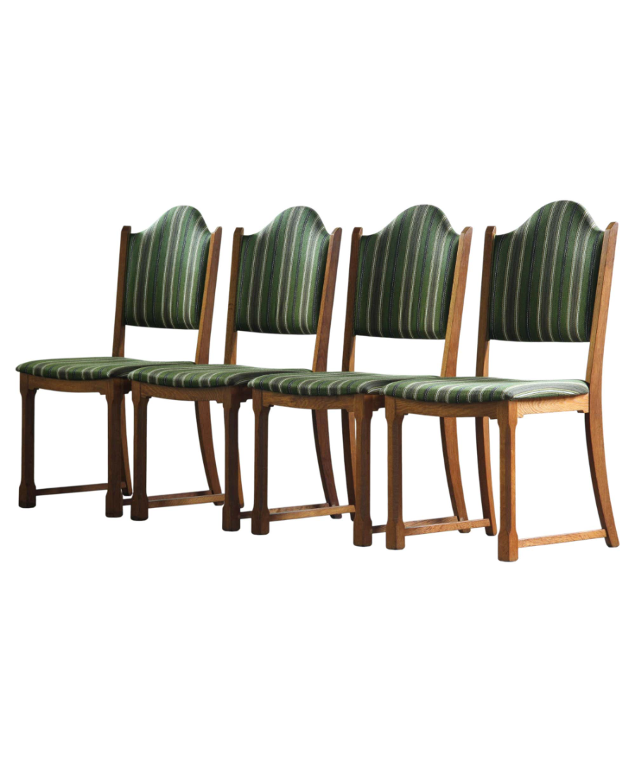 Set_of_4_Slim_Oak_Dining_Chairs_with_Tall_Upholstered_Backs,_Mid-20th_Century