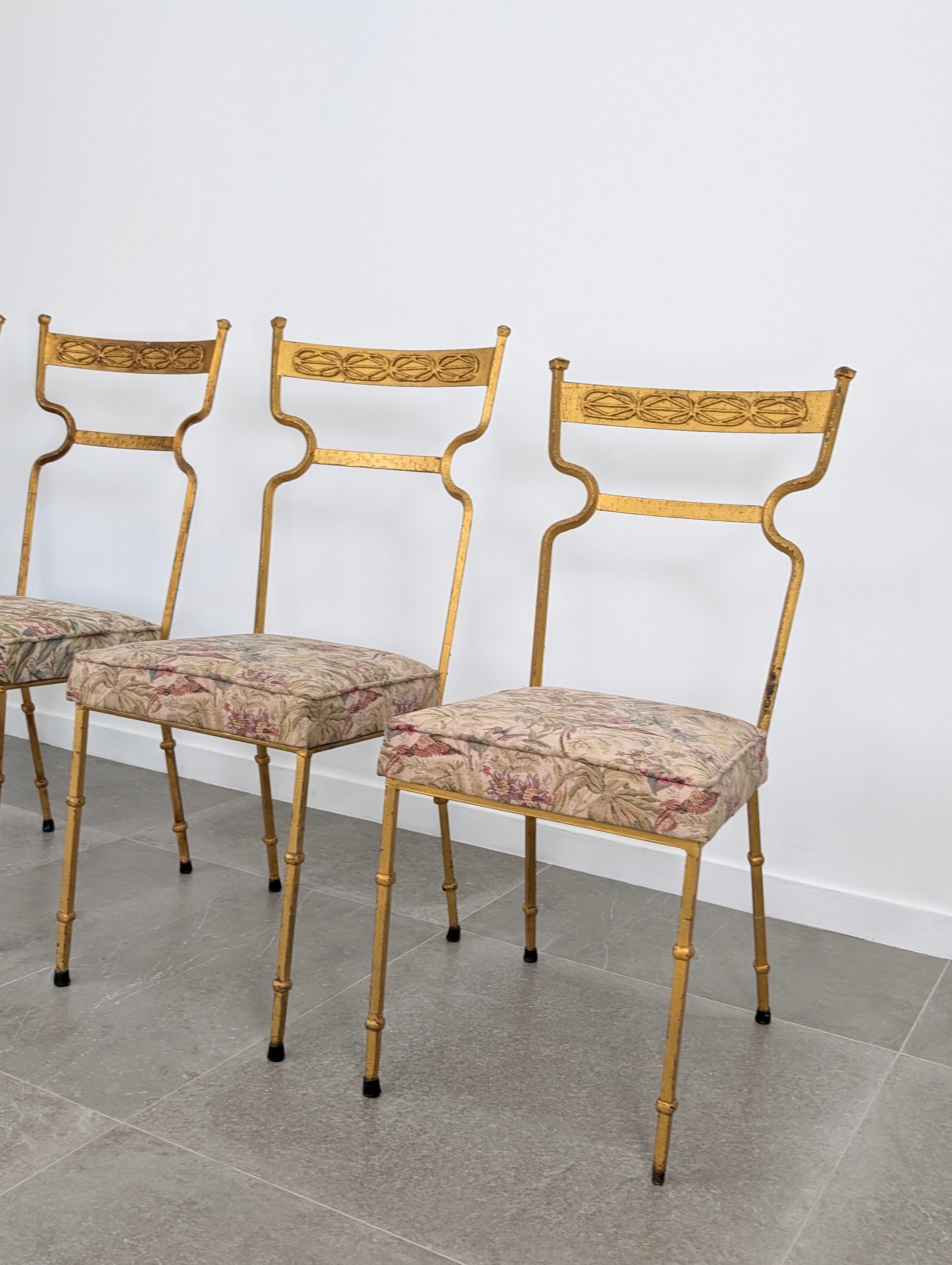 Set_of_4_Spanish_Gilt_Wrought_Iron_Chairs_with_Floral_Upholstery,_1980s