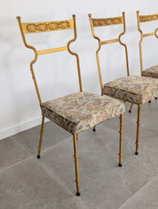 Set_of_4_Spanish_Gilt_Wrought_Iron_Chairs_with_Floral_Upholstery,_1980s