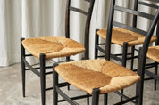 Set_of_4_Spinetto_Dining_Chairs_in_Ebonised_Straw_by_Chiavarine_Fratelli,_1950s