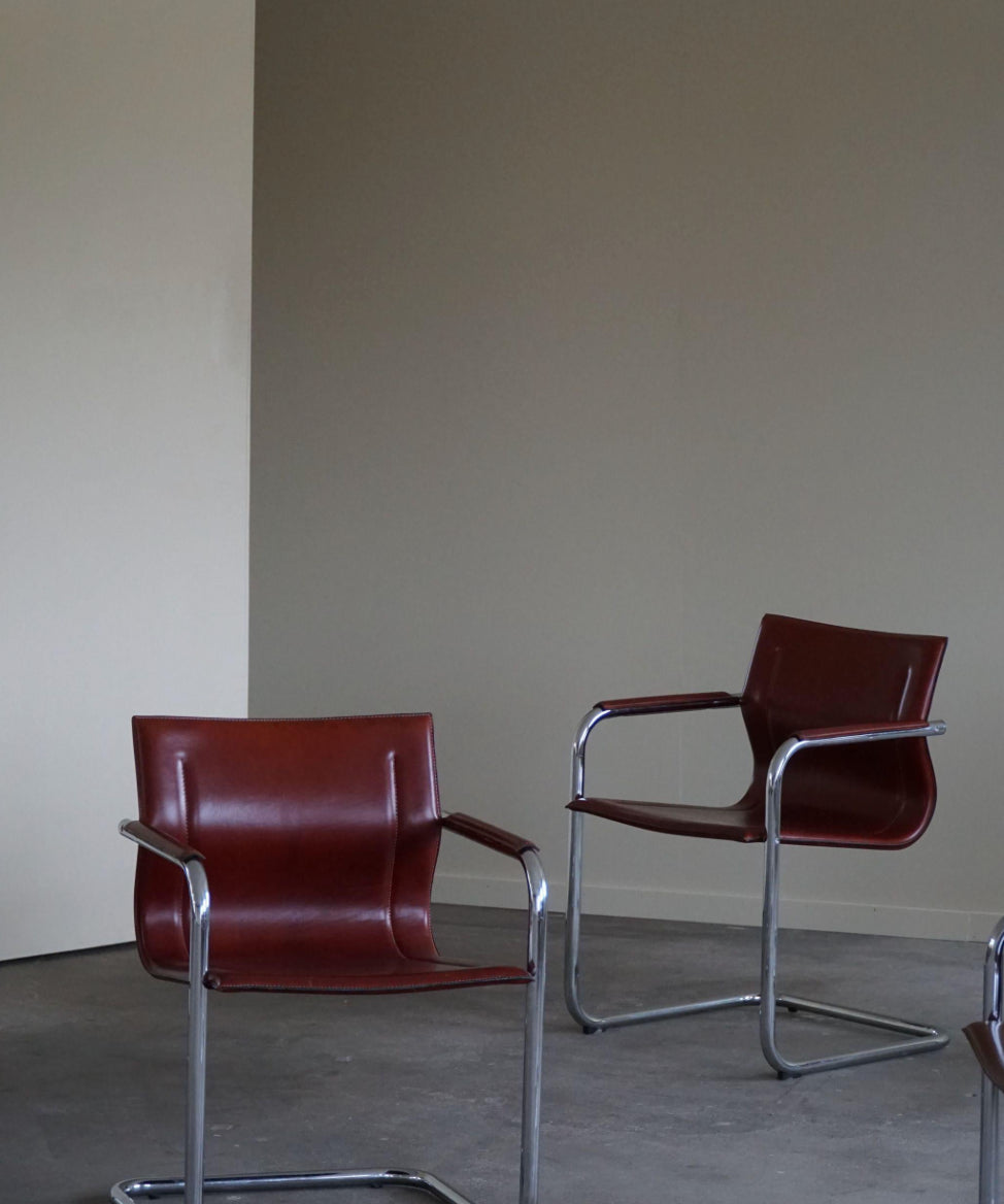 Set_of_5_Cantilever_Armchairs_in_Leather_by_Matteo_Grassi,_Model_MG15,_1970s