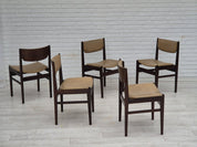 Set_of_5_Dining_Chairs,_Leather_&_Wood_Frame,_1970s_Denmark